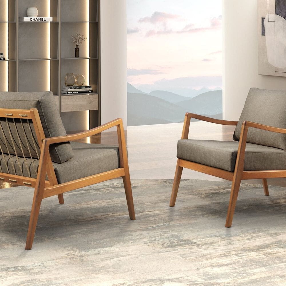 Poltrona Madeira Maciça Giulia Luxo Cappuccino