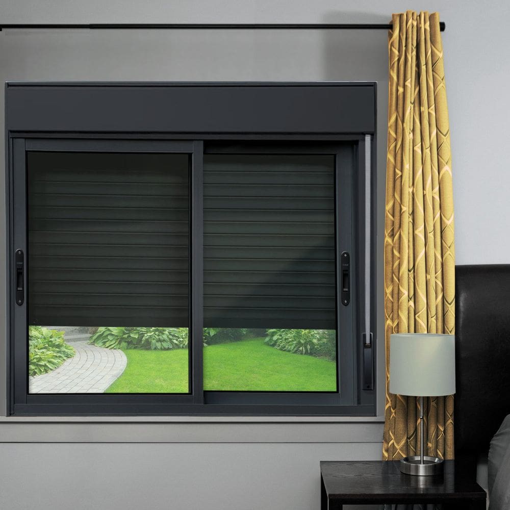 Janela Elite 2 Folhas Moveis com Persiana Integrada 140 X 120 Vidro Liso Preto