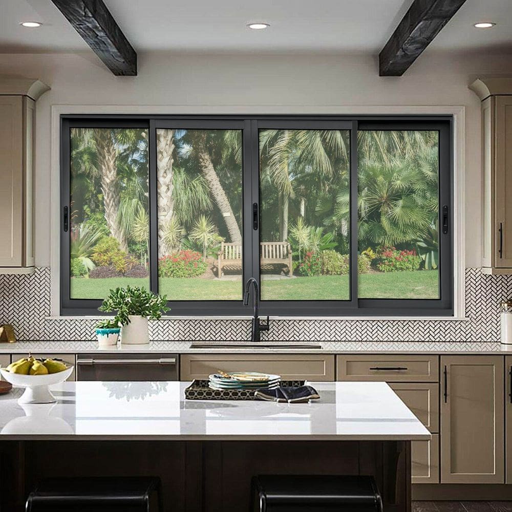 Janela Elite 4 Folhas Moveis 100 X 120 Vidro Liso Preto