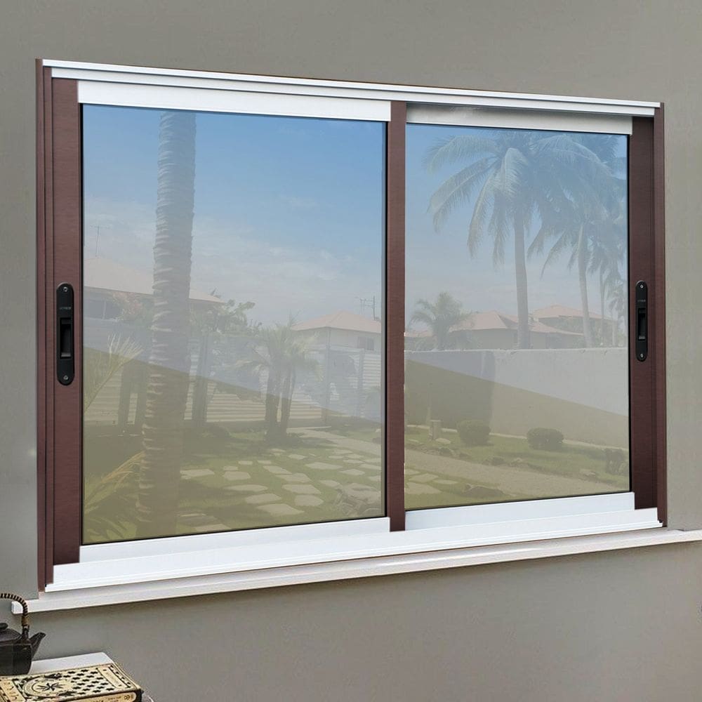 Janela Elite 2 Folhas Moveis 120 X 150 Vidro Reflex Mix Corten