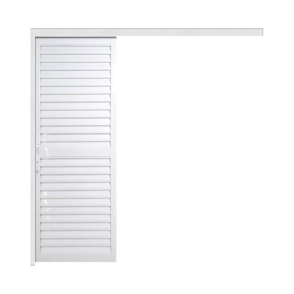 Porta de Correr Veneziana de Aluminio 215x100cm Suspensa Branco