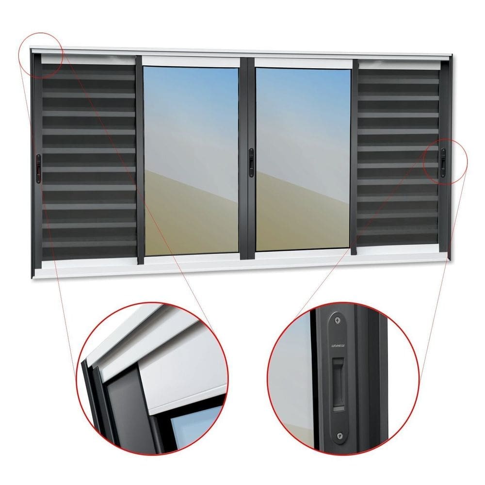 Veneziana Elite 6 Folhas Moveis 100 X 150 Vidro Reflex Mix Preto