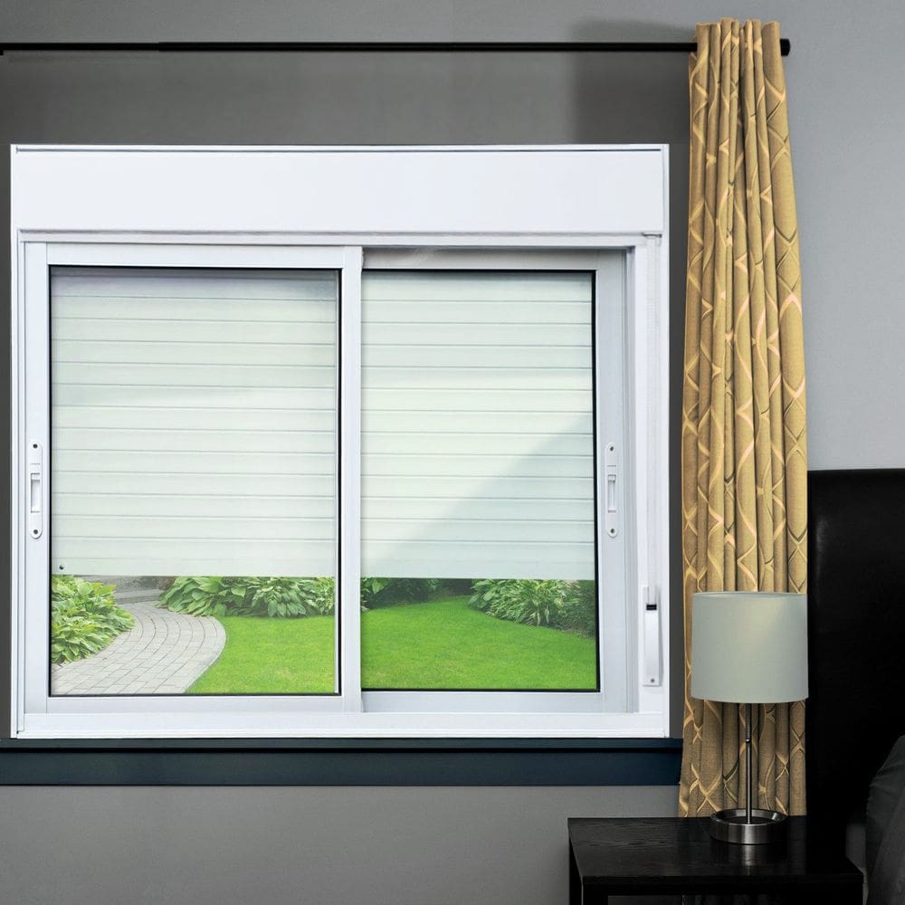 Janela Elite 2 Folhas Moveis com Persiana Integrada 120 X 150 Vidro Liso Branco