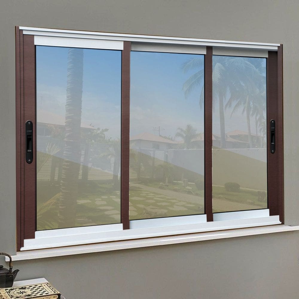 Janela Elite 3 Folhas Moveis Sequenciais 120 X 150 Vidro Reflex Mix Corten