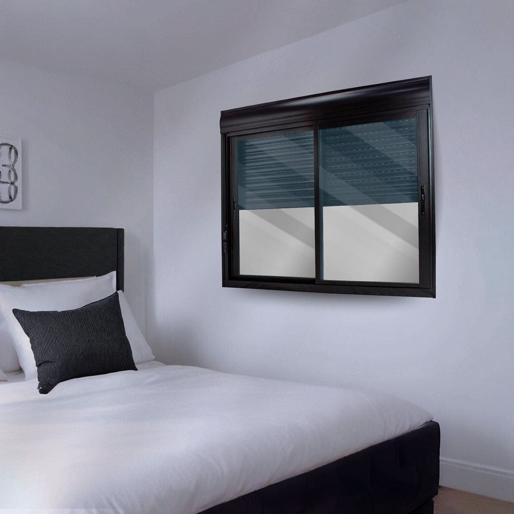 Janela de Aluminio Persiana Integrada 120x120cm 2 Folhas Preto