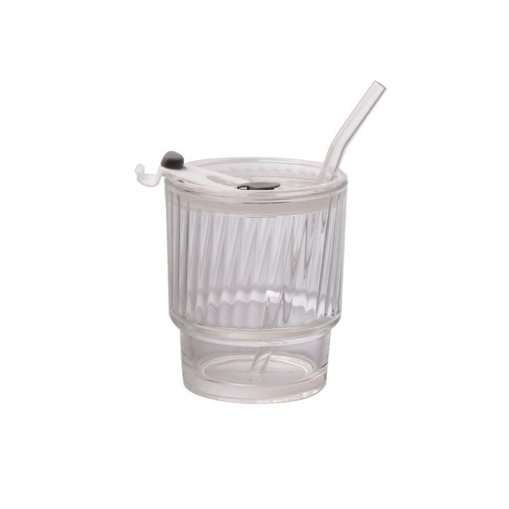 Copo Com Tampa Canudo Vidro Fest 400 Ml Hauskraft