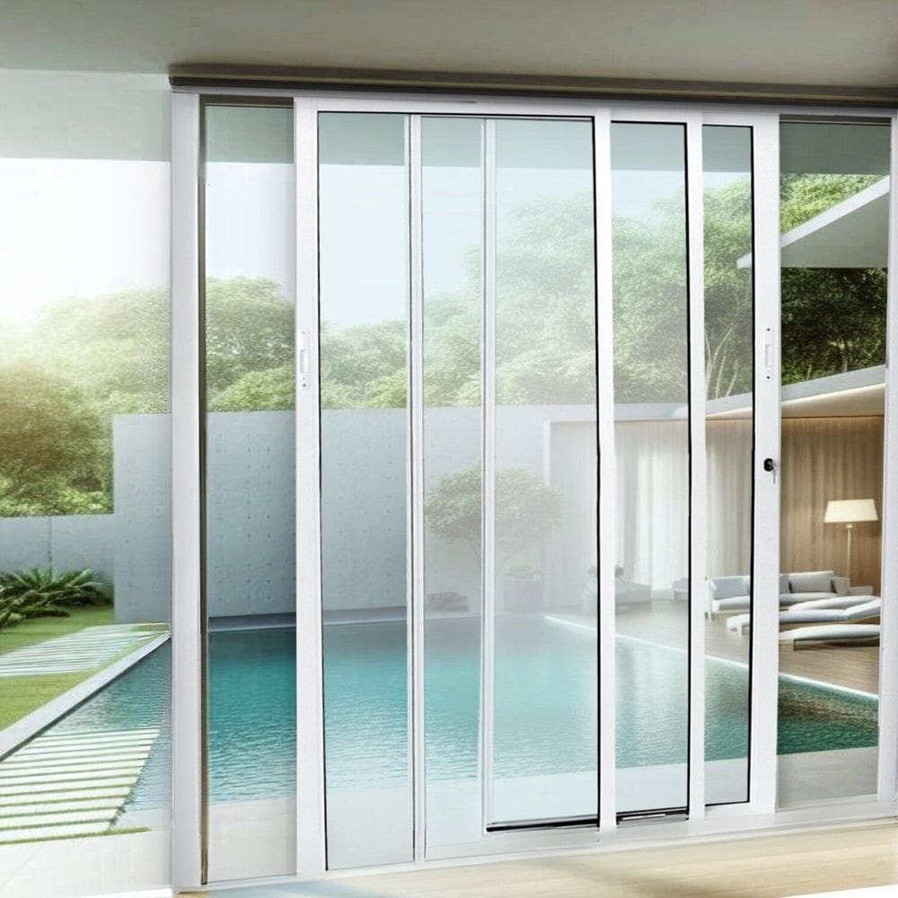 Porta de Correr de Aluminio 210x150cm 3 Folhas Moveis Branco