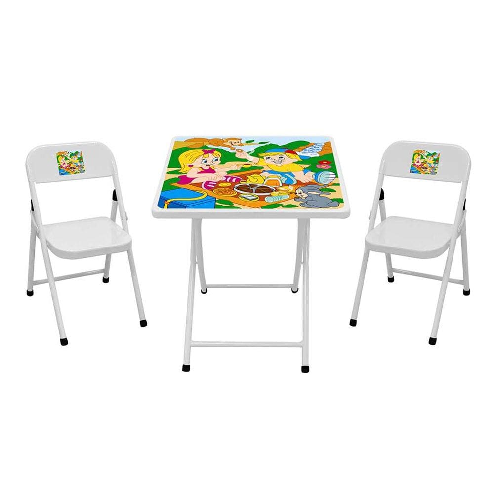 conjunto infantil com mesa e 2 cadeiras branco
