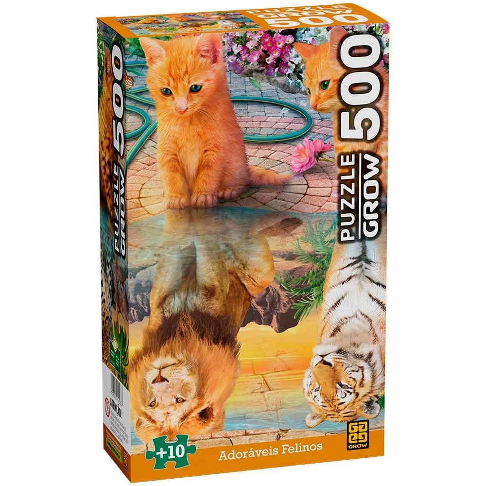 Quebra-Cabeça - 500 Peças - Adoraveis Felinos - Grow
