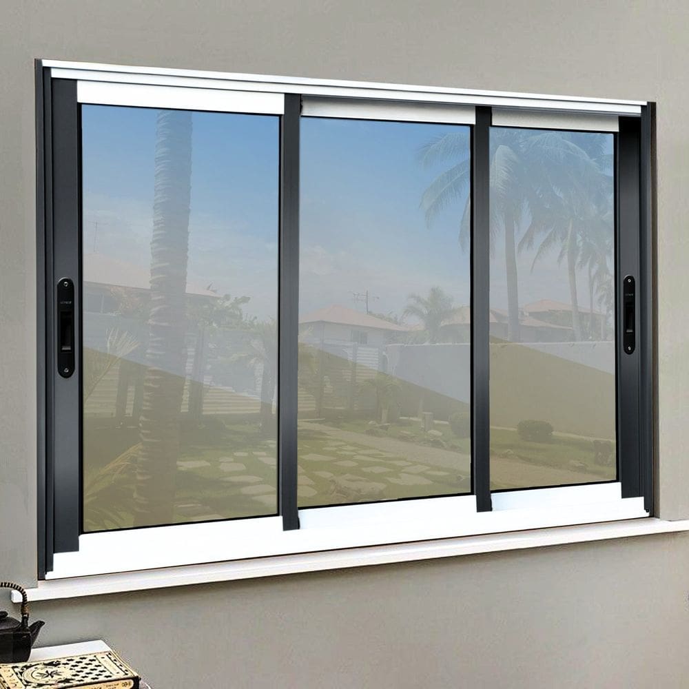 Janela Elite 3 Folhas Moveis Sequenciais 120 X 200 Vidro Reflex Mix Preto