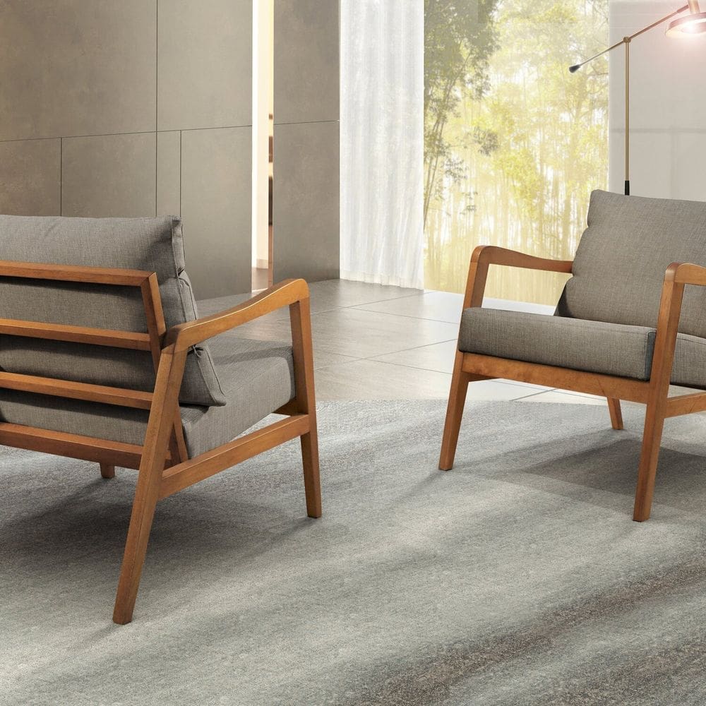 Poltrona Decorativa Madeira Maciça Bia Luxo Cappuccino