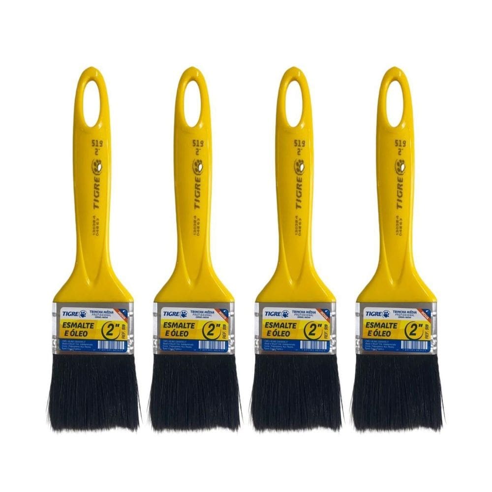 Kit 4 Trincha Pincel Pintura Tinta Esmalte Óleo 2`` Tigre