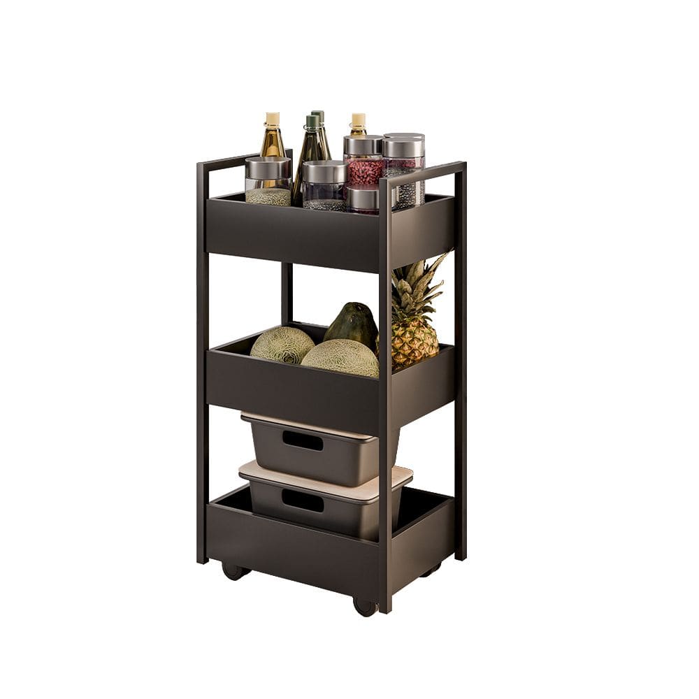 Carrinho Gourmet Auxiliar para Cozinha 3 Prateleiras Zane Preto/Preto M12 - D`Rossi