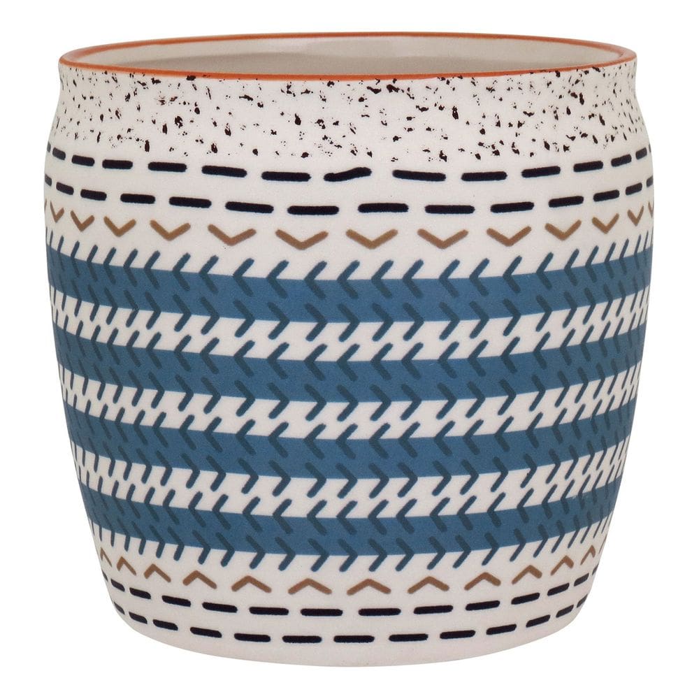 CACHEPÔ CERÂMICA 14x13x13cm AZUL VASO DECORATIVO PLANTA
