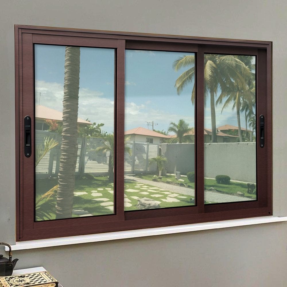 Janela Elite 3 Folhas Moveis Sequenciais 100 X 150 Vidro Liso Corten