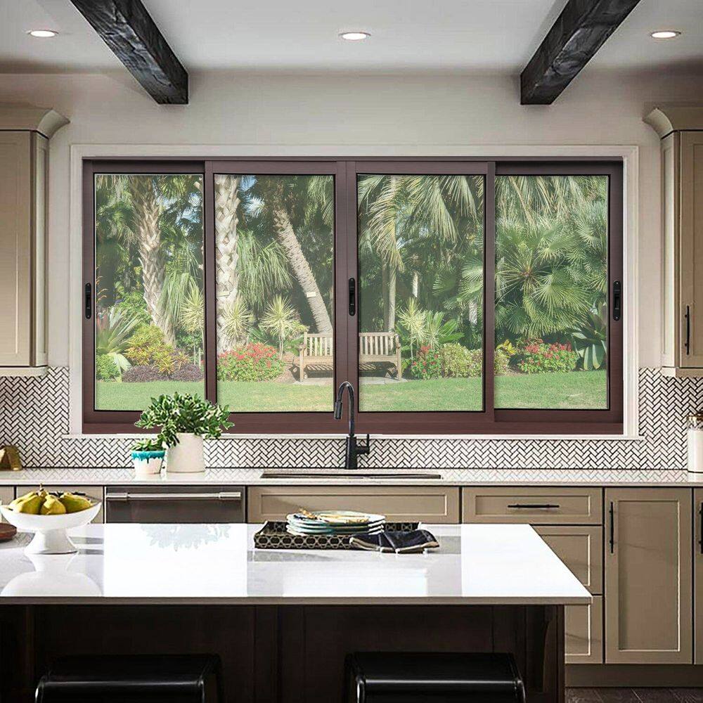 Janela Elite 4 Folhas Moveis 100 X 240 Vidro Liso Corten