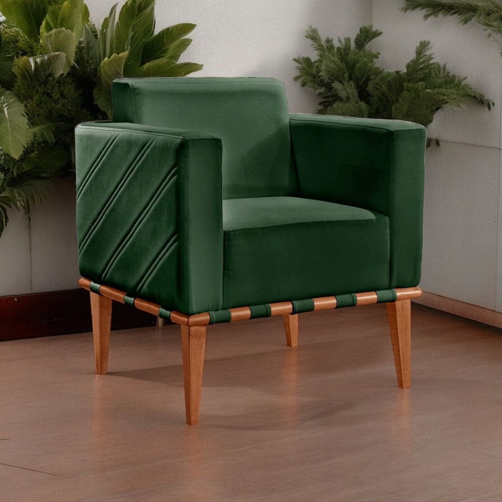 Poltrona para Sala de Estar Madeira Maciça Delly Verde