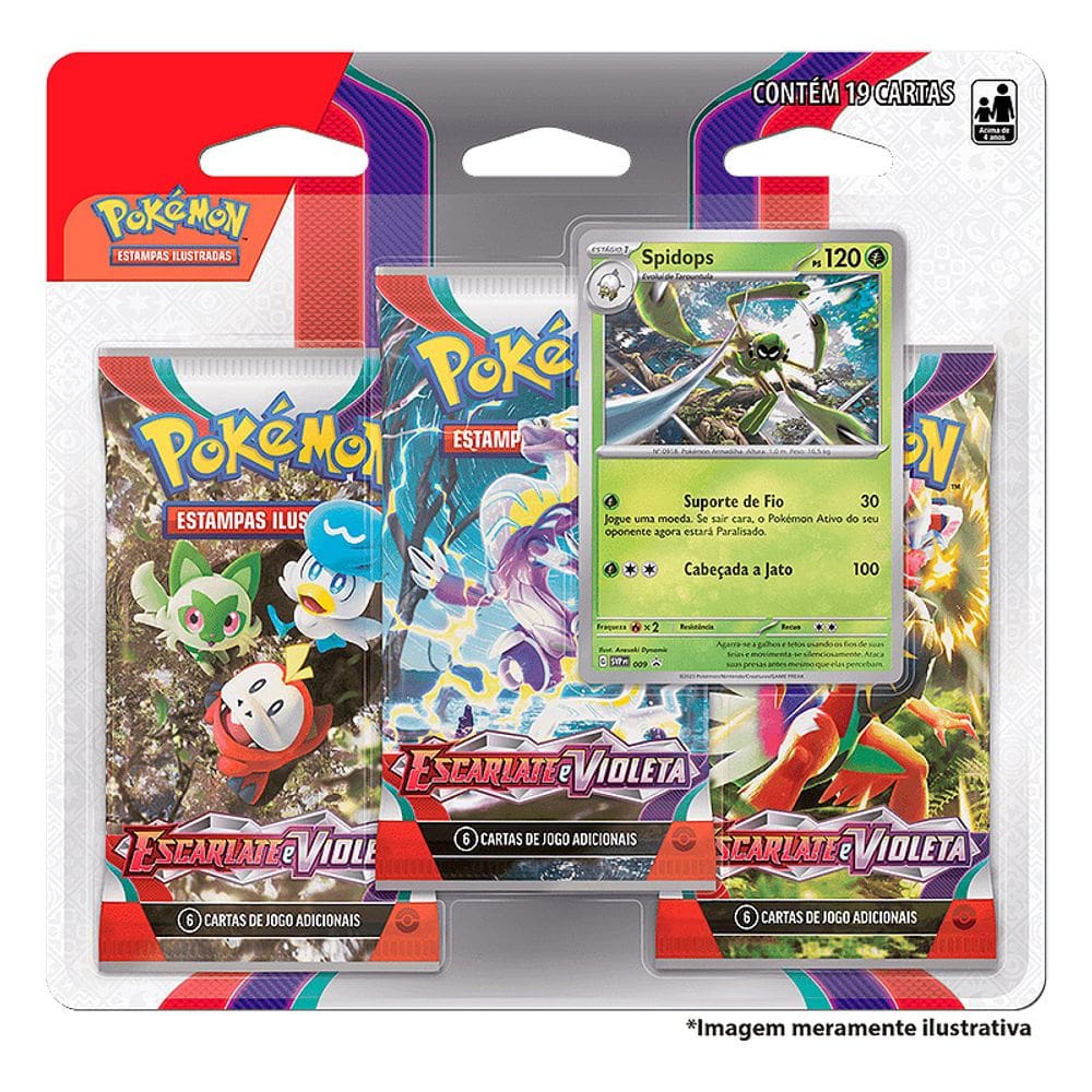 Blister Triplo Pokémon Escarlate e Violeta Spidops 32564 - Copag