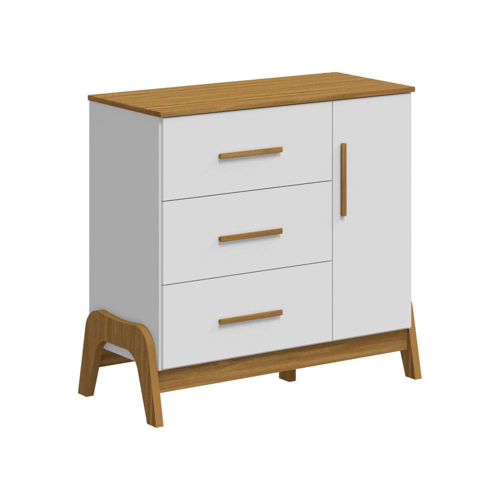 Cômoda Retrô Guti Moveis Peroba 03 gavetas 01 porta MDF