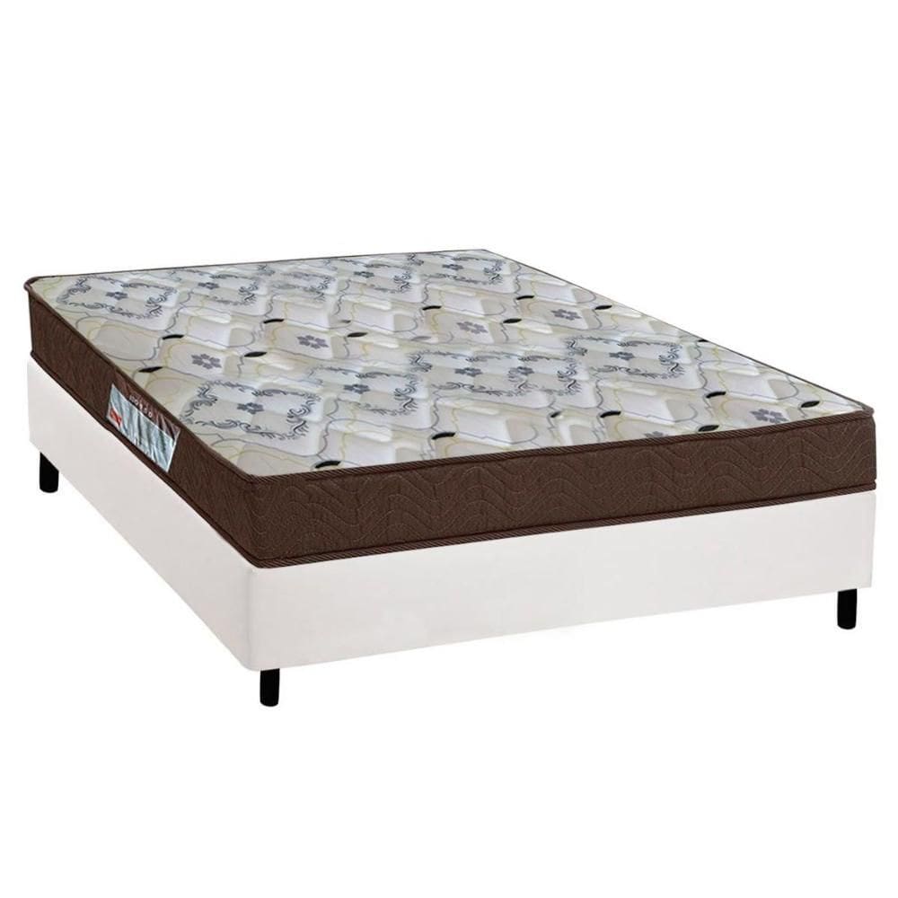 Cama Box Viúva: Colchão Espuma Ortobom D45/EP Anatômico Fort Tech ISO 150 + Base CRC Courano White(128x188)