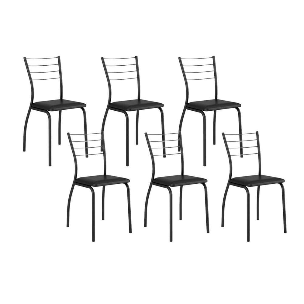 Cadeira de Cozinha 1700 Kit 6 Un Preto/Courano Preto - Carraro