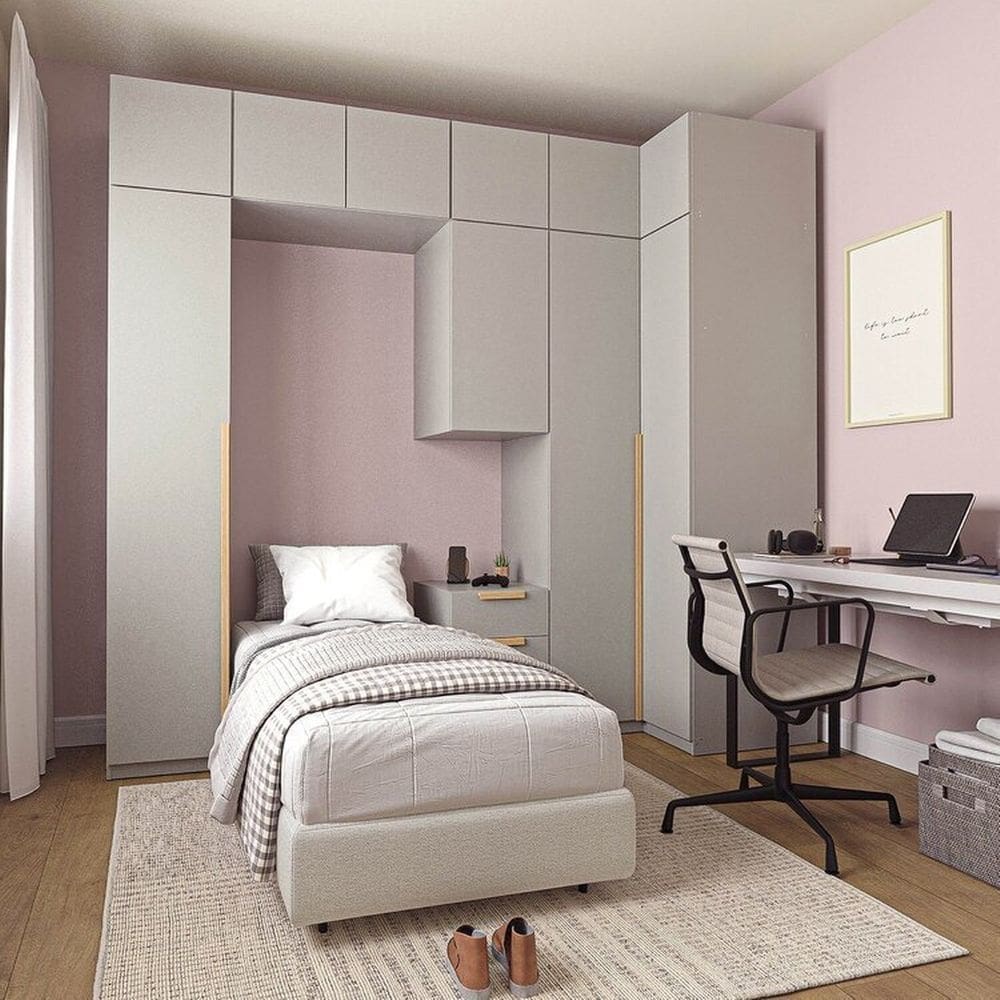 Guarda-Roupa Modulado de Canto 8 Peças 10 Portas Jade CabeCasa MadeiraMadeira Cinza Urbano