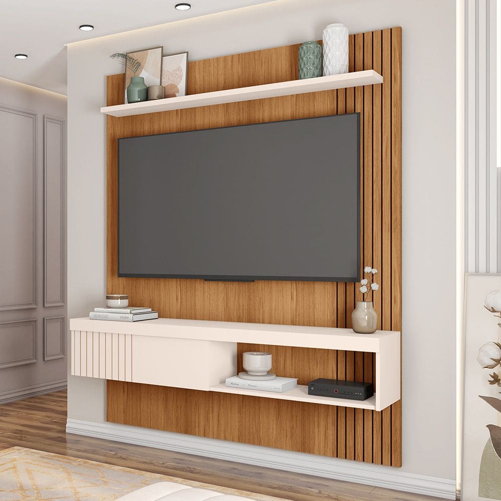 Painel para TV até 55 Polegadas Jade 1.5 Freijó Off White Caemmun