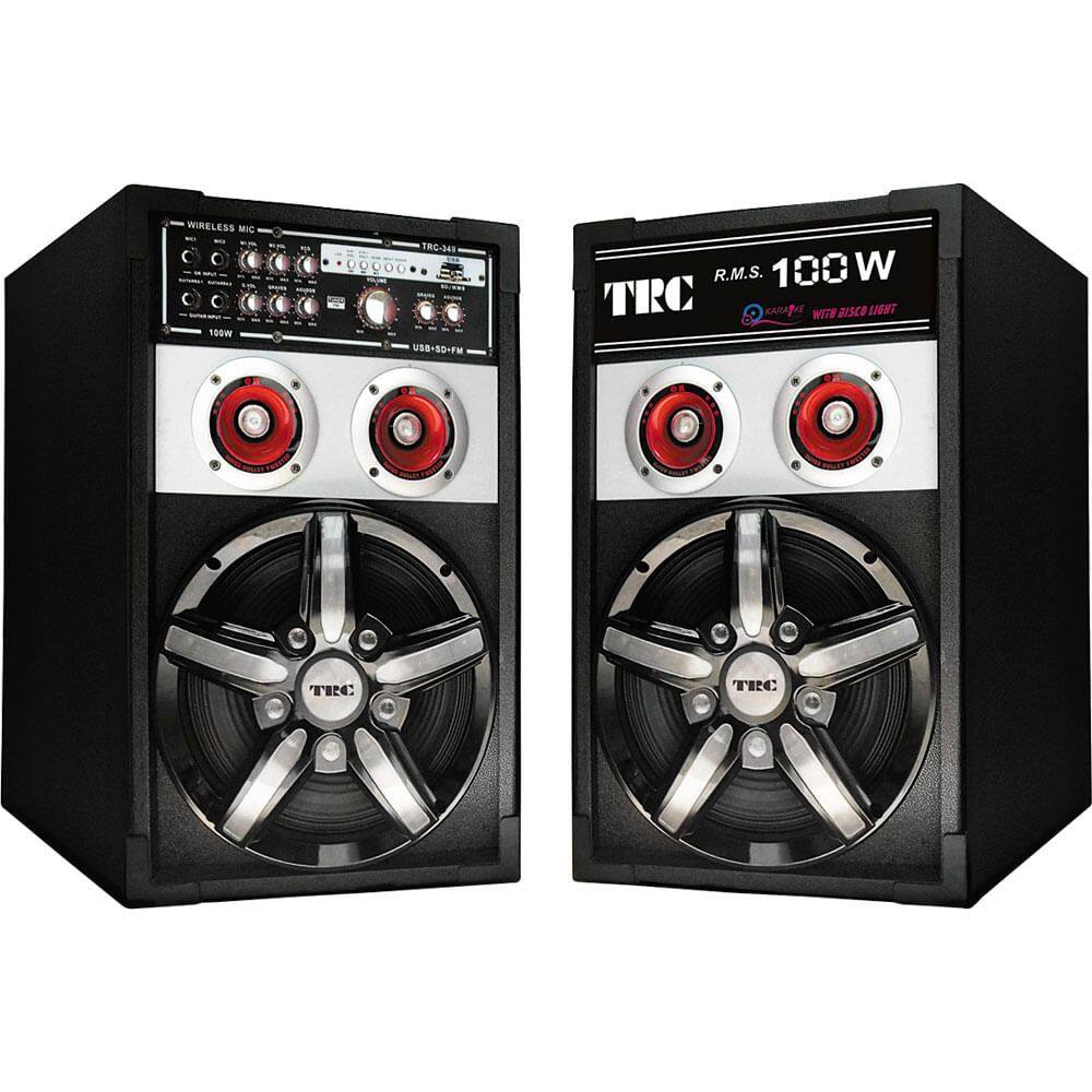 Conjunto 2 Caixas Acústicas com MP3 FM 2 Microfones | Extra