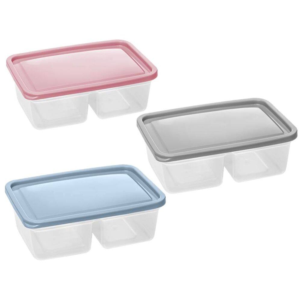 Pote Transparente com 2 Divisória Com Tampa 1100ML - Retangular multiuso Divisao Quadrada - 01 Peça - PANAMI