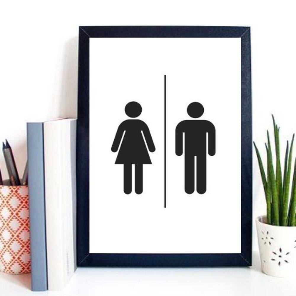 Quadro Para Sinalizar Banheiro Unissex 45X34Cm