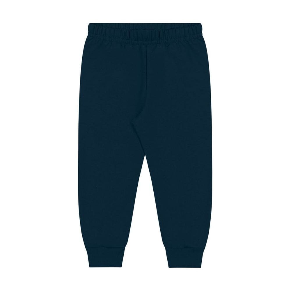 Calça Moletom Flanelado com Punho Infantil Menina Azul Marinho