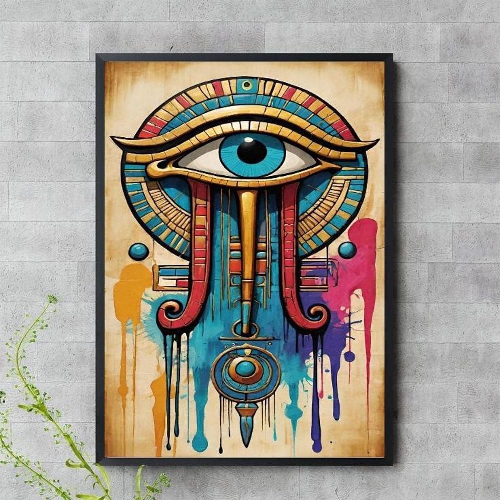 Quadro Aquarela Olho De Horus 24X18Cm - Com Vidro