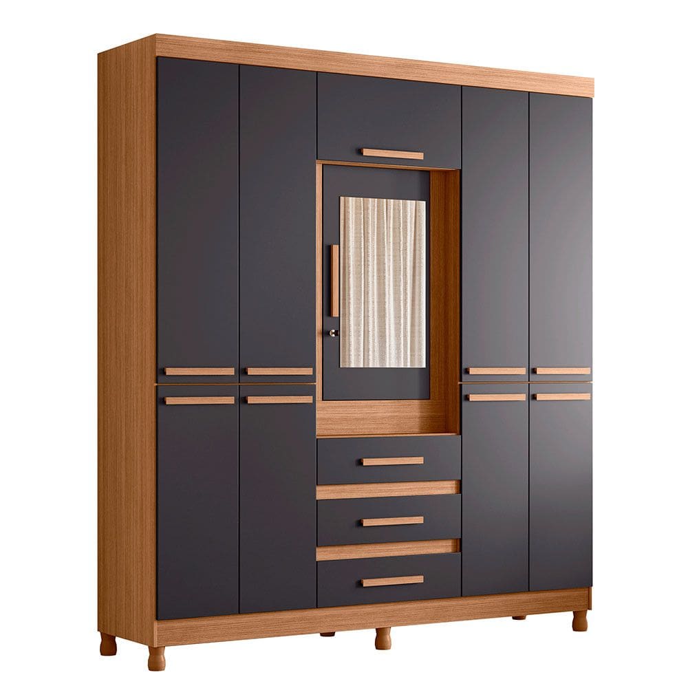 Guarda Roupa Fusion Casal 8 Portas com Espelho Albatroz Moveis