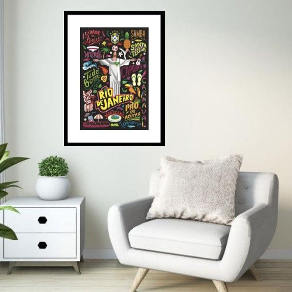 Quadro Poster Rio De Janeiro - 60X48Cm