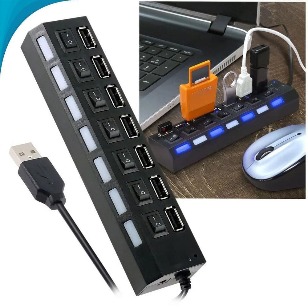 Régua Usb 7 Portas Extensão 5Gbps Presente Dia Das Crianças