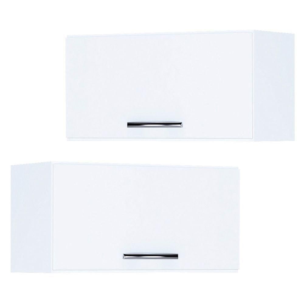 Kit 02 Armários Aéreo Geladeira Cozinha 60cm 1Porta Branco