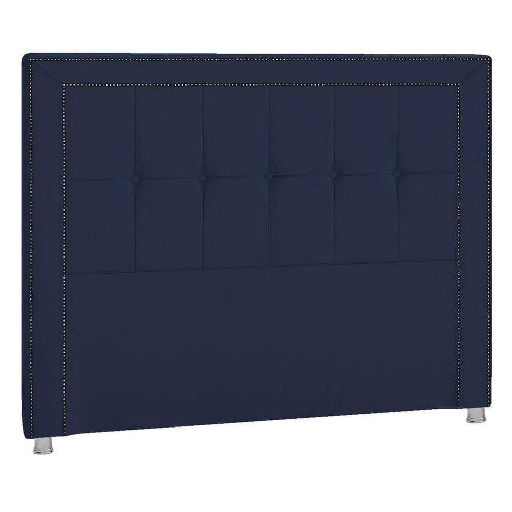 Cabeceira Solteiro P04 90 Cm Suede Azul Marinho Tca 948