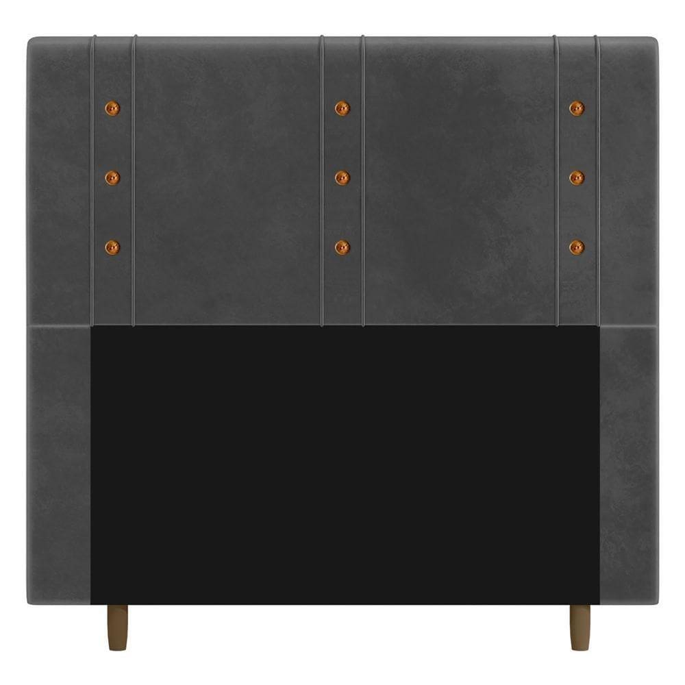 Cabeceira Cama Box Casal Queen Size Roma 160cm Veludo Cinza