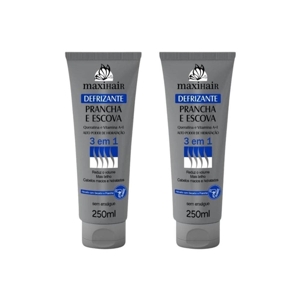 Defrizante Maxihair 250Ml Prancha E Escova 3 Em 1-Kit 2Un