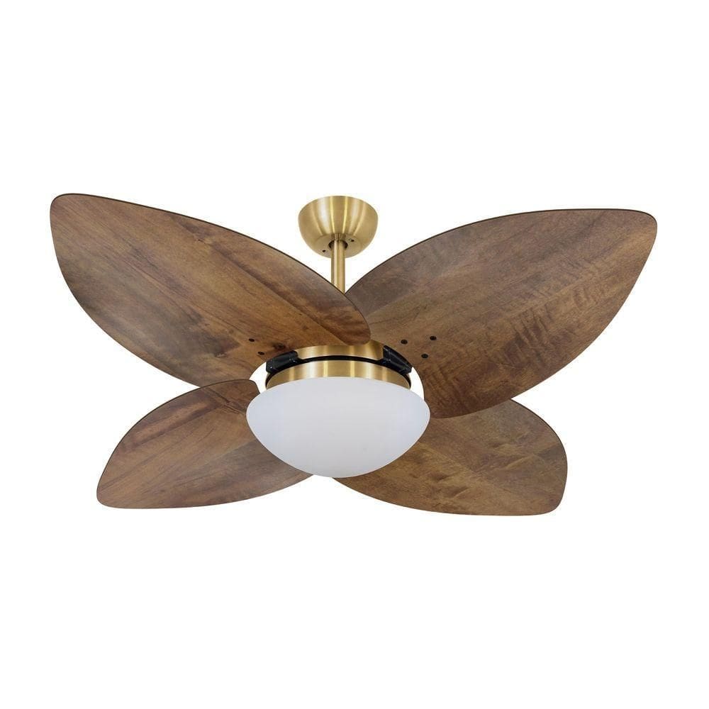 Ventilador De Teto Kovalski Dourado 4 Pás Rádica Imbuia 127V