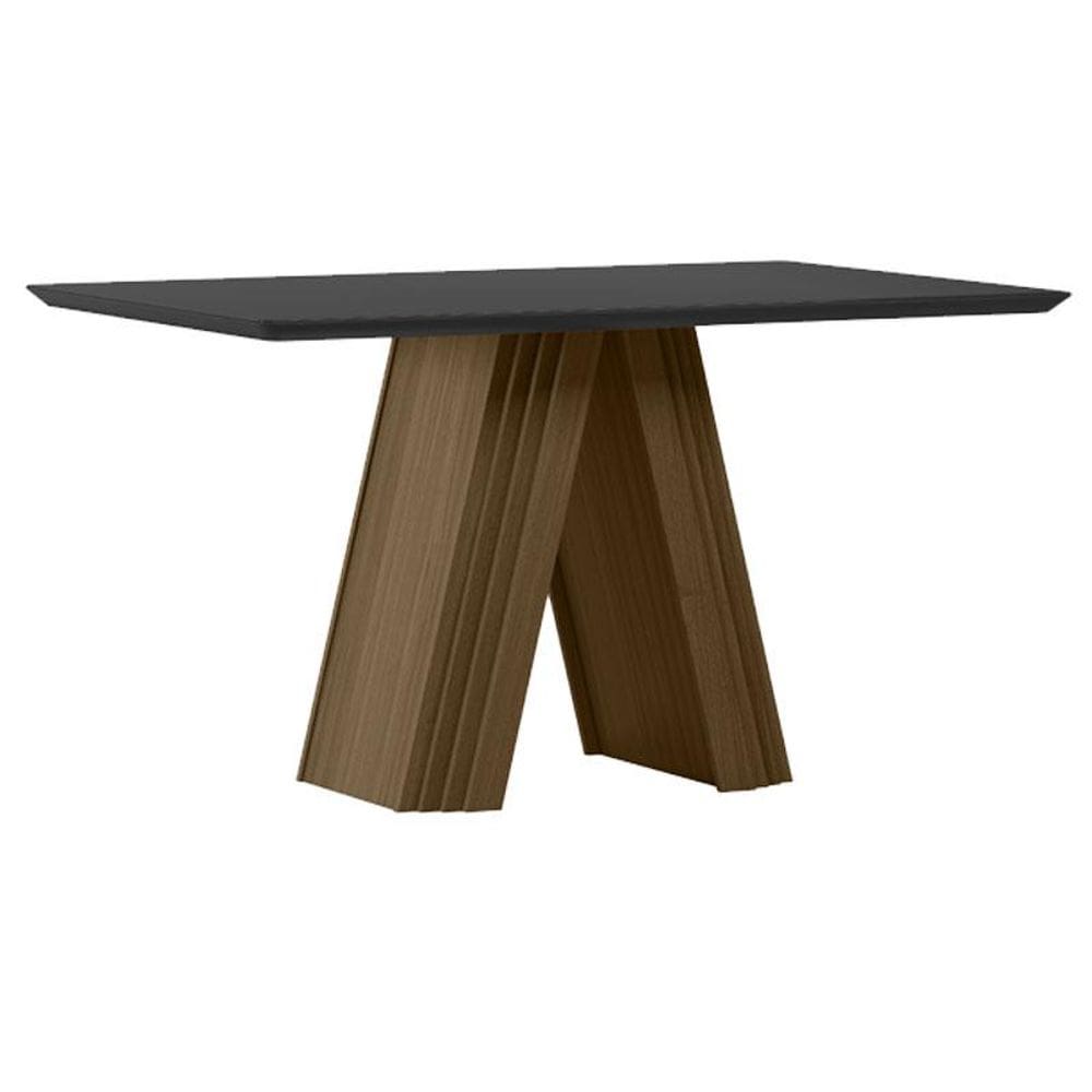 Mesa de Jantar 135x90 cm Fernanda com Vidro Imbuia Preto – New Ceval