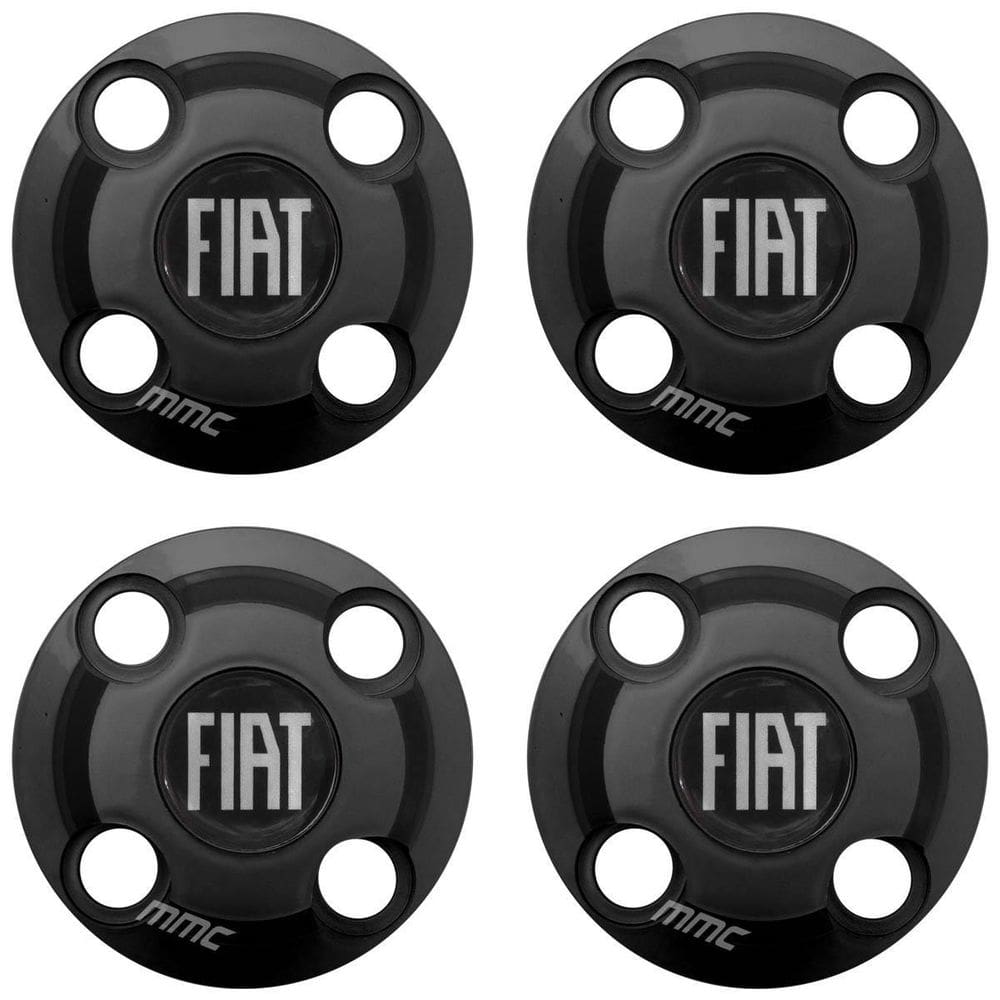 4Un Calota Centro Roda Mobi Argo Cronos Preto Fosco Com Logo
