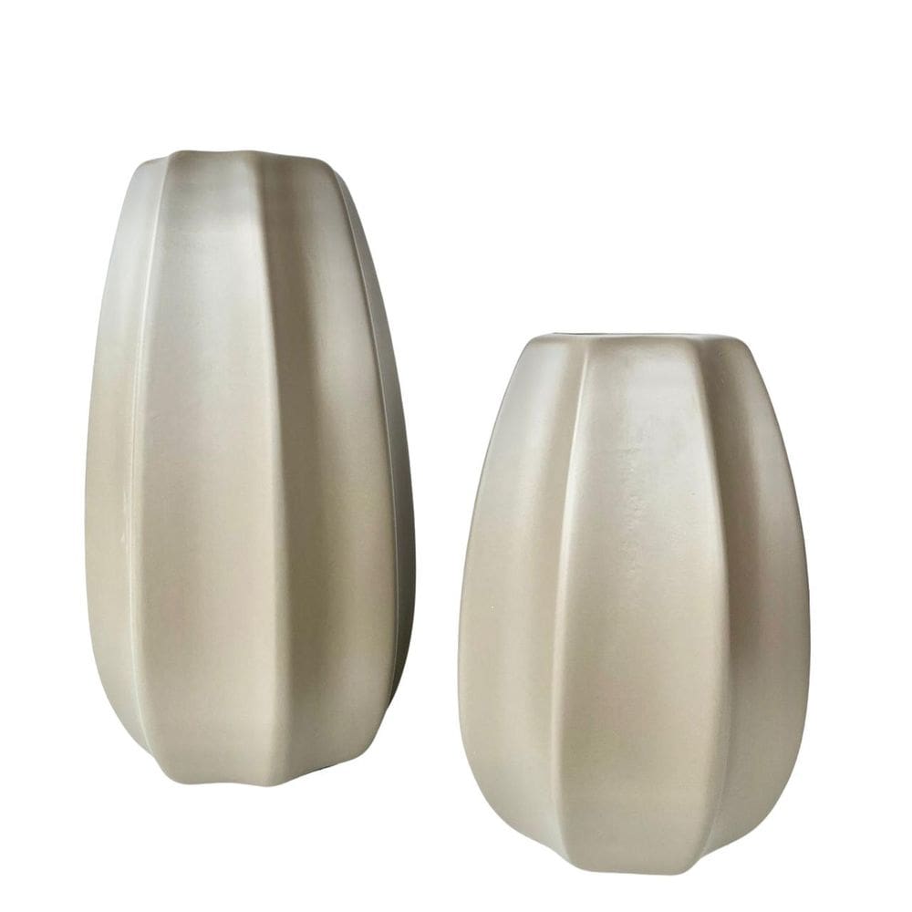 Dupla vaso centro de mesa em alto relevo cáqui fosco moderno