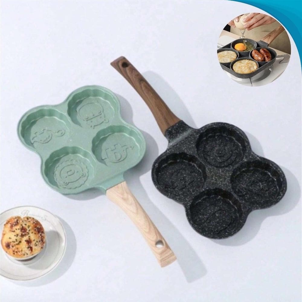 Panela 4 Compartimentos Antiaderente Cozinhar Ovos Funcional
