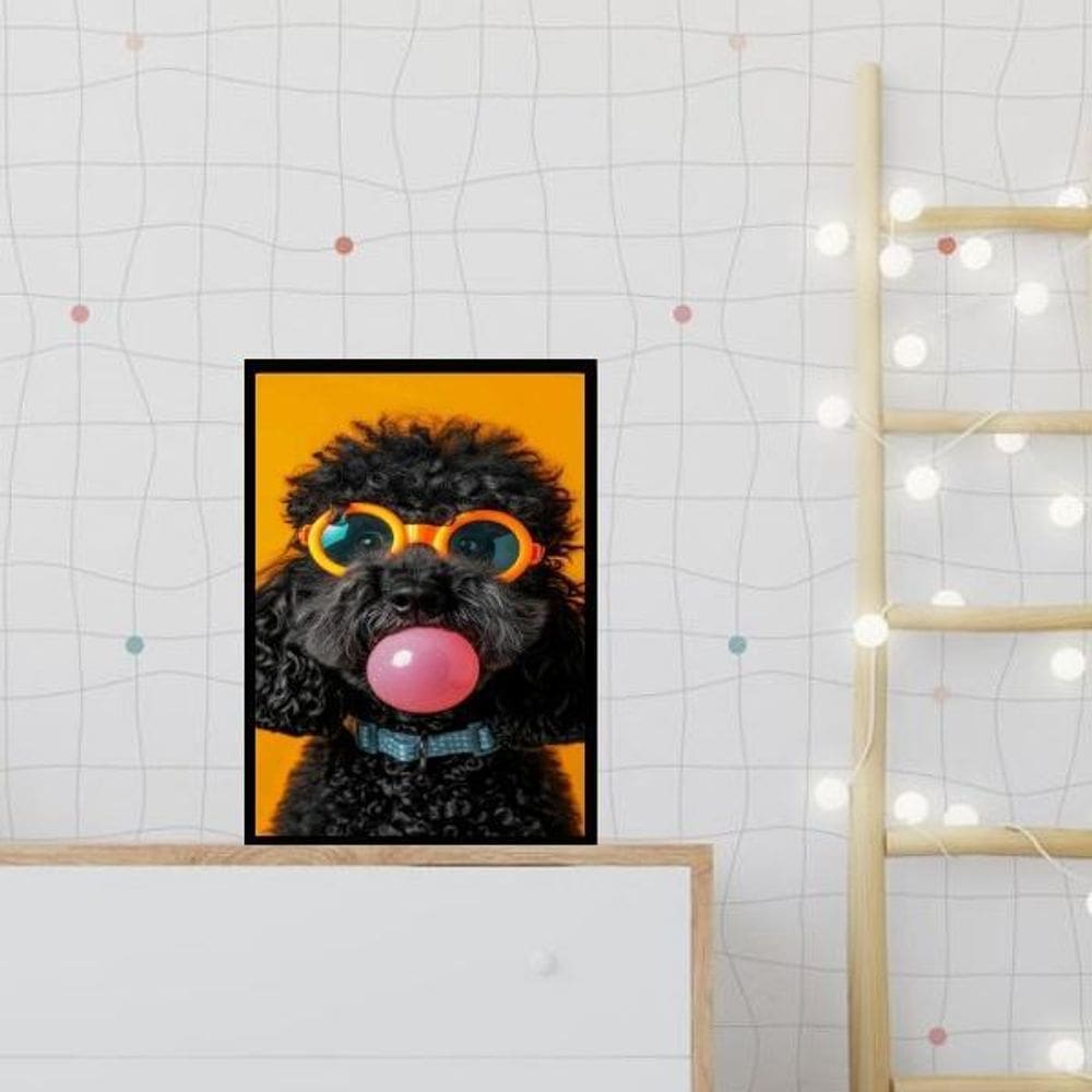 Quadro Poodle Bubble Gum 45X34Cm