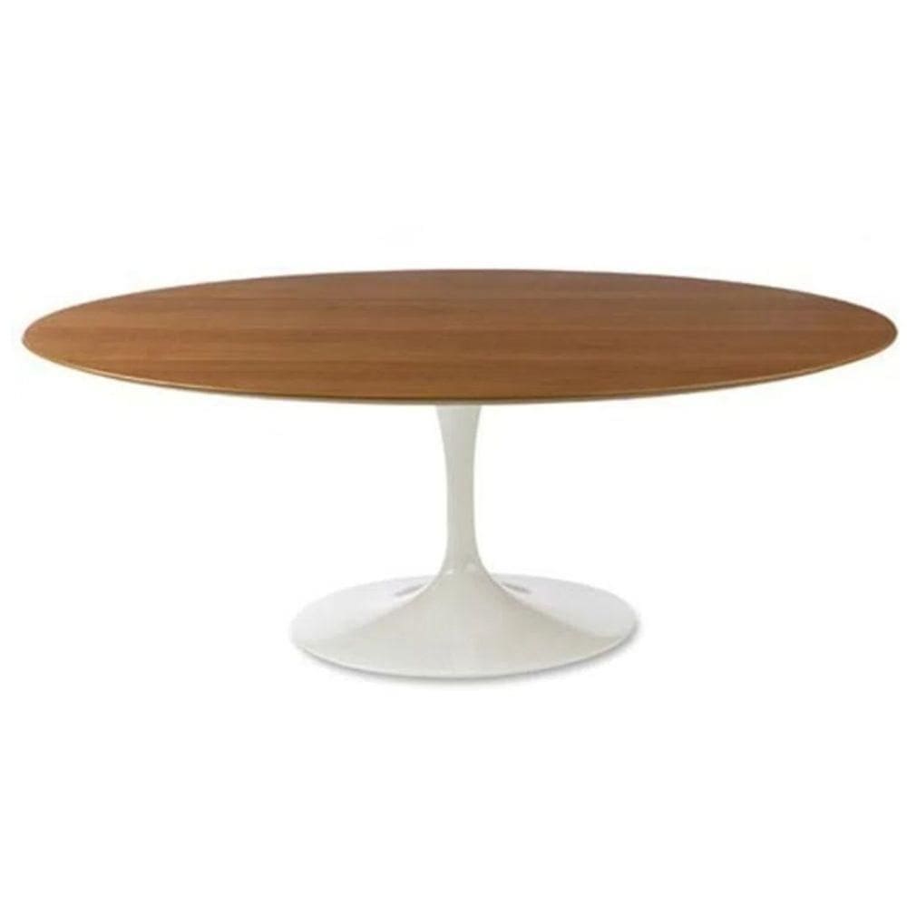 Mesa De Jantar Tulipa Saarinen 180X100 Cm Tampo FreijóBranco