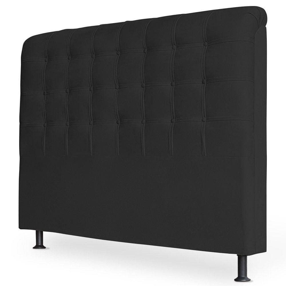 Cabeceira Estofada Cama Box Casal Louise 140cm Suede Preto