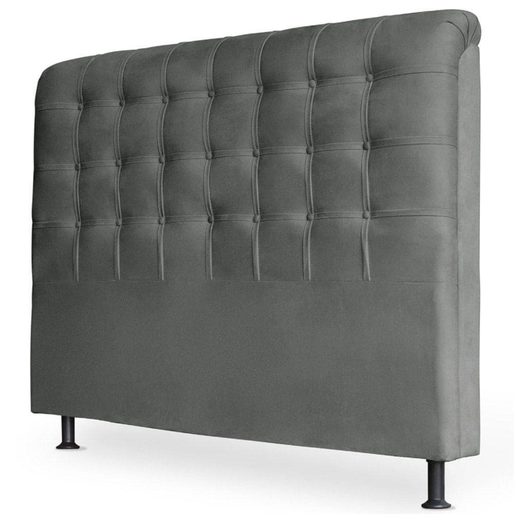 Cabeceira Estofada Cama Box Casal Louise 140cm Suede Cinza