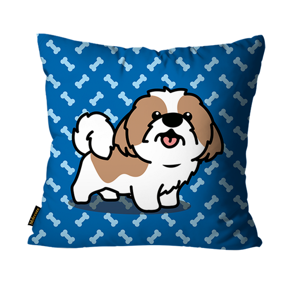 Capa para Almofada Mdecore Shih-tzu Azul