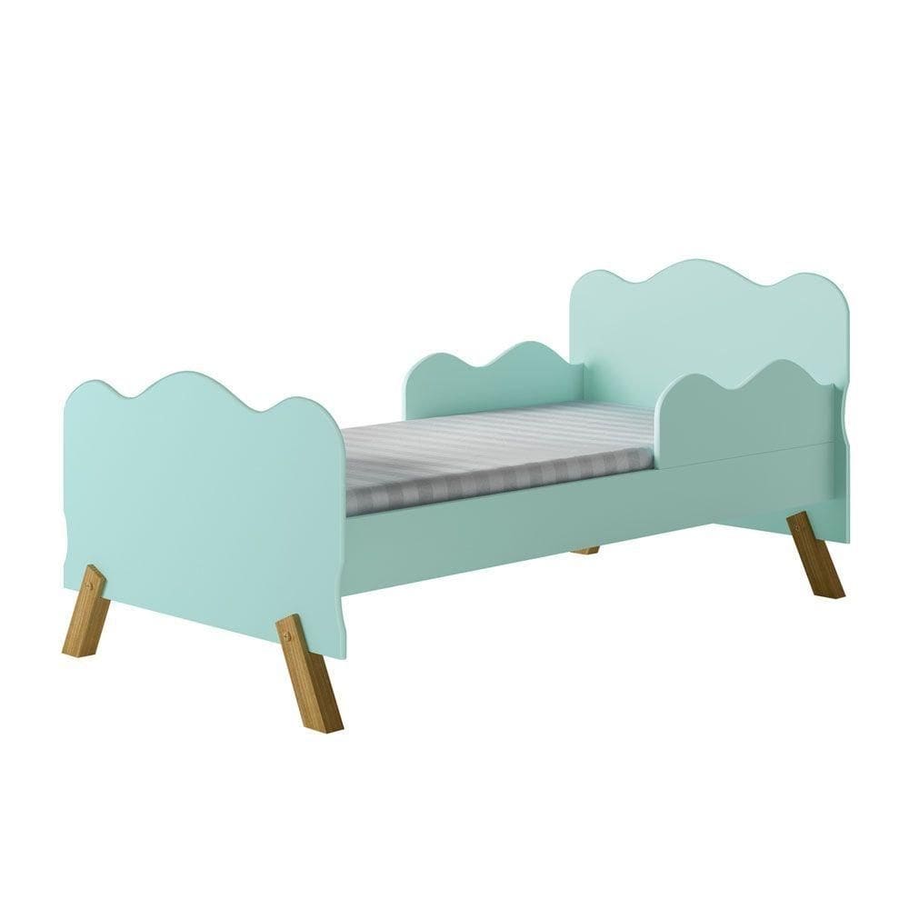Mini Cama Nuvem Verde Com Proteção Lateral E Colchão